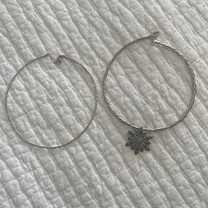 Sterling silver necklace,two and snowflake pendent